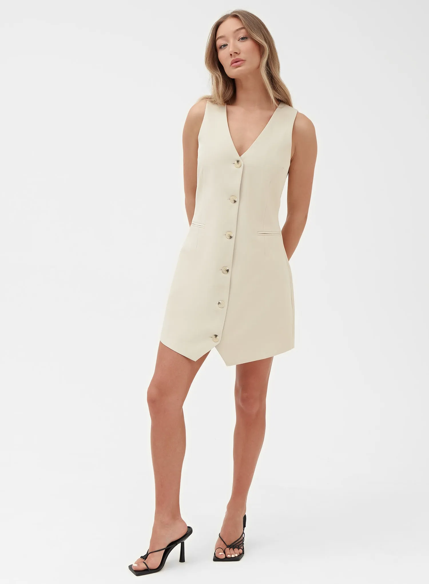 Cream Sleeveless Blazer Dress – Odette sold by 4th and Reckless product image thumbnail 4