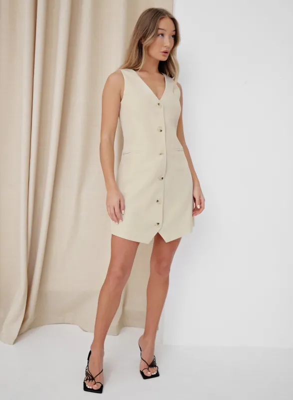 Cream Sleeveless Blazer Dress – Odette made by 4th and Reckless