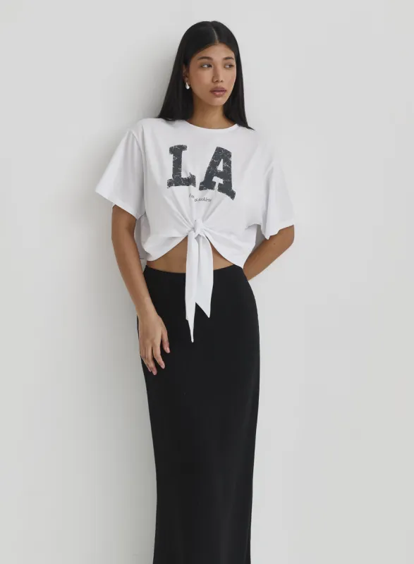 White Tie Front LA T-Shirt- Nelly sold by 4th and Reckless