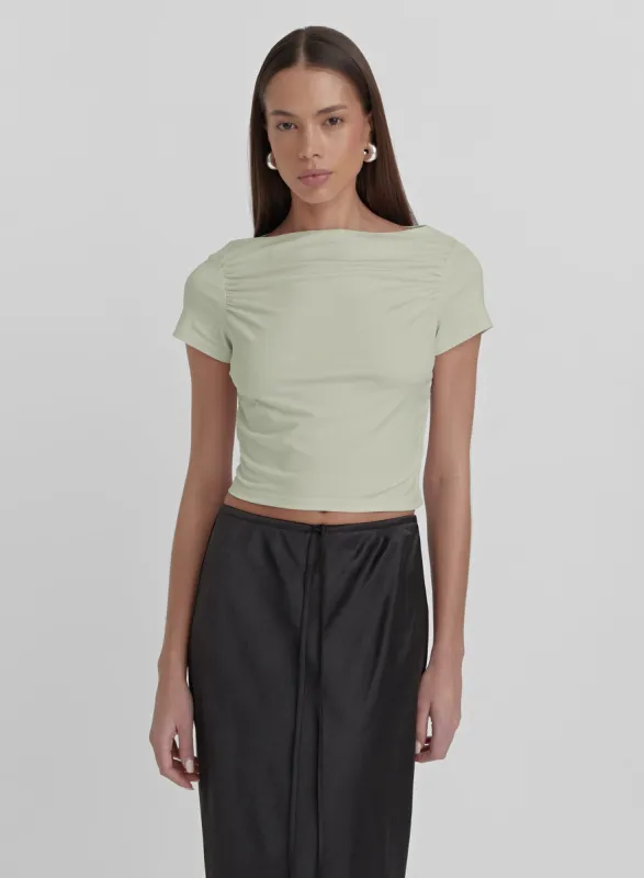 Sage Ruched Jersey Cropped T-shirt- Darrilyn sold by 4th and Reckless