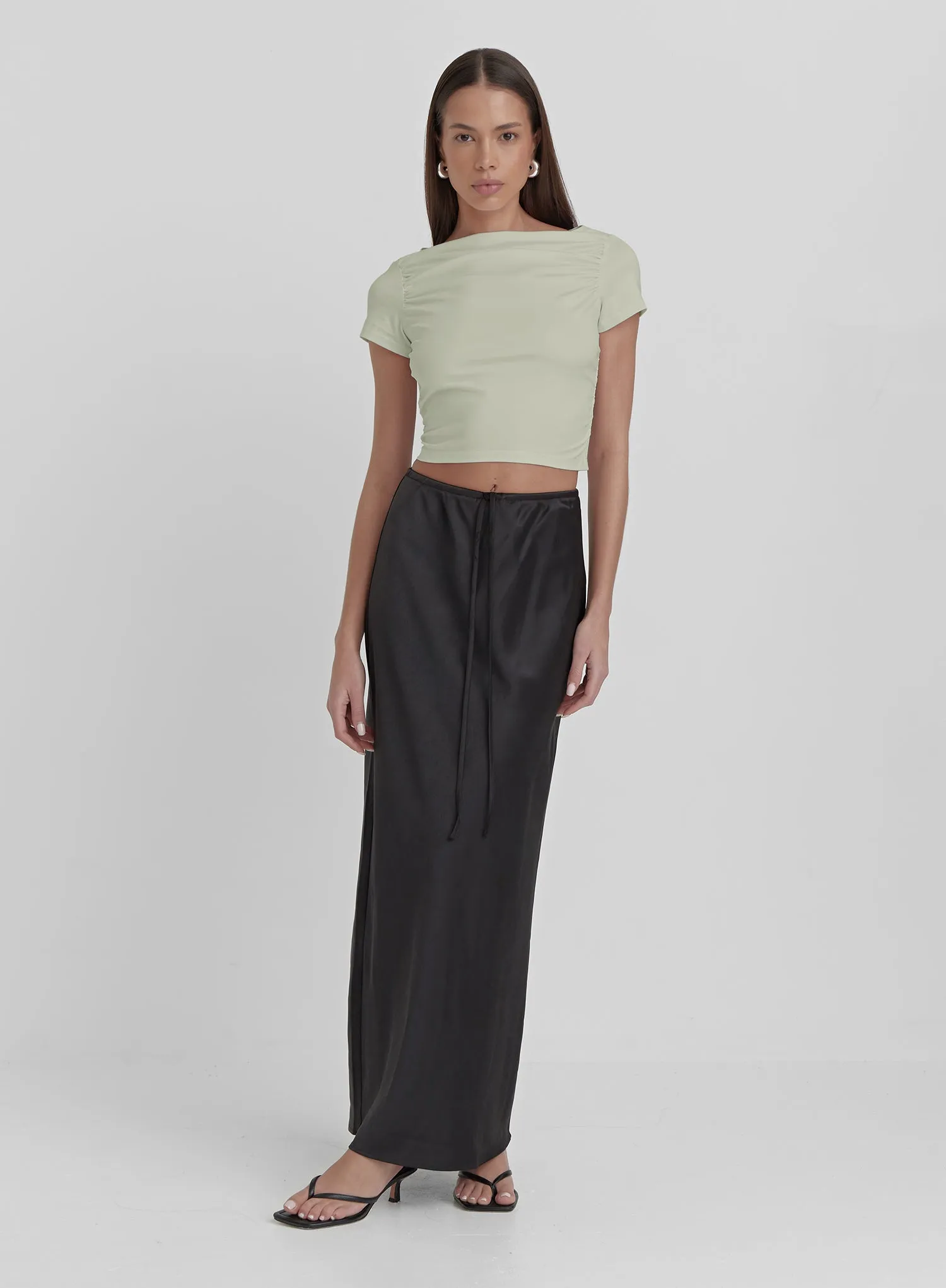 Sage Ruched Jersey Cropped T-shirt- Darrilyn sold by 4th and Reckless product image thumbnail 2