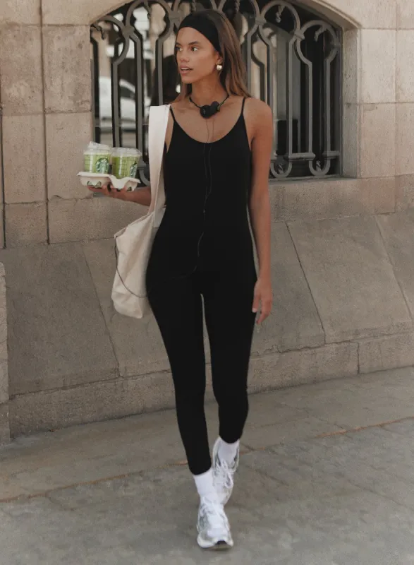 Black Strappy Scoop Neck Unitard – Auriella sold by 4th and Reckless