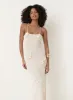 Off White Knit Flower Detail Maxi Dress- Isla sold by 4th and Reckless