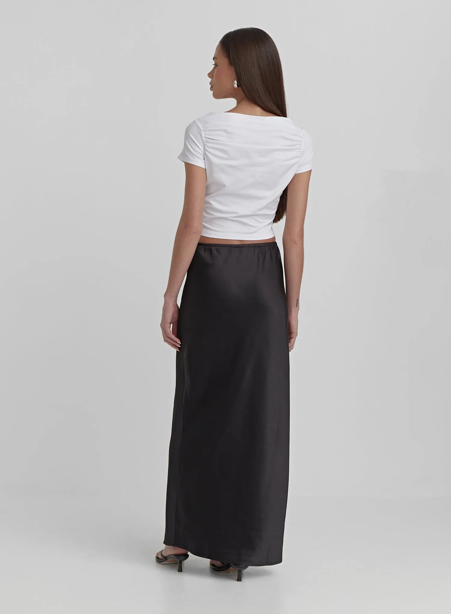 White Ruched Jersey Cropped T-shirt- Darrilyn sold by 4th and Reckless product image thumbnail 5