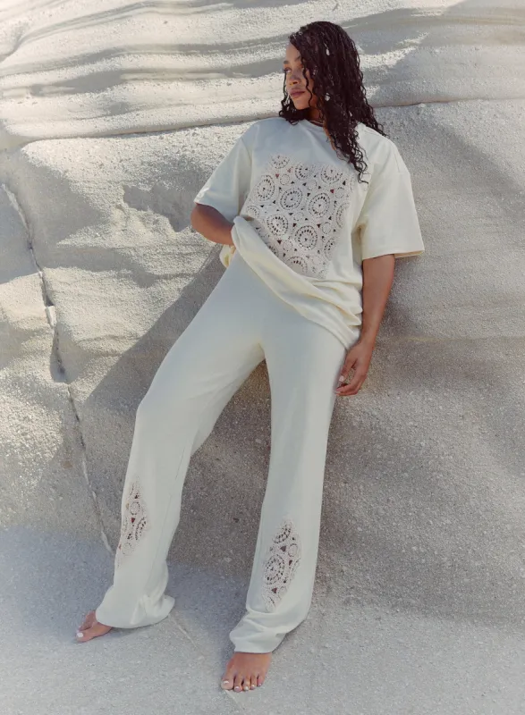 Cream Flared Crochet Trouser – Ellie sold by 4th and Reckless
