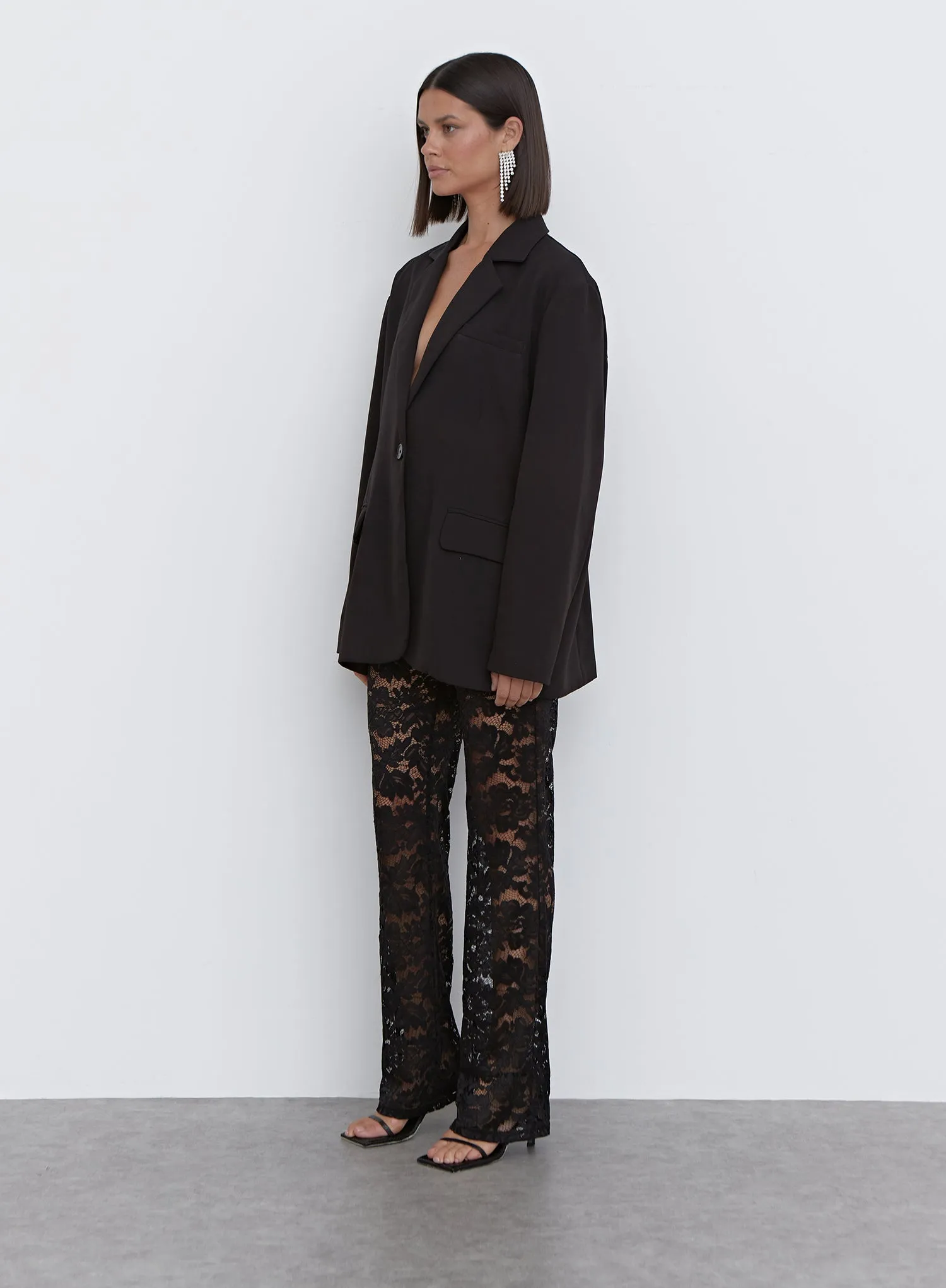Black Lace High Waisted Trouser - Emery sold by 4th and Reckless product image thumbnail 5