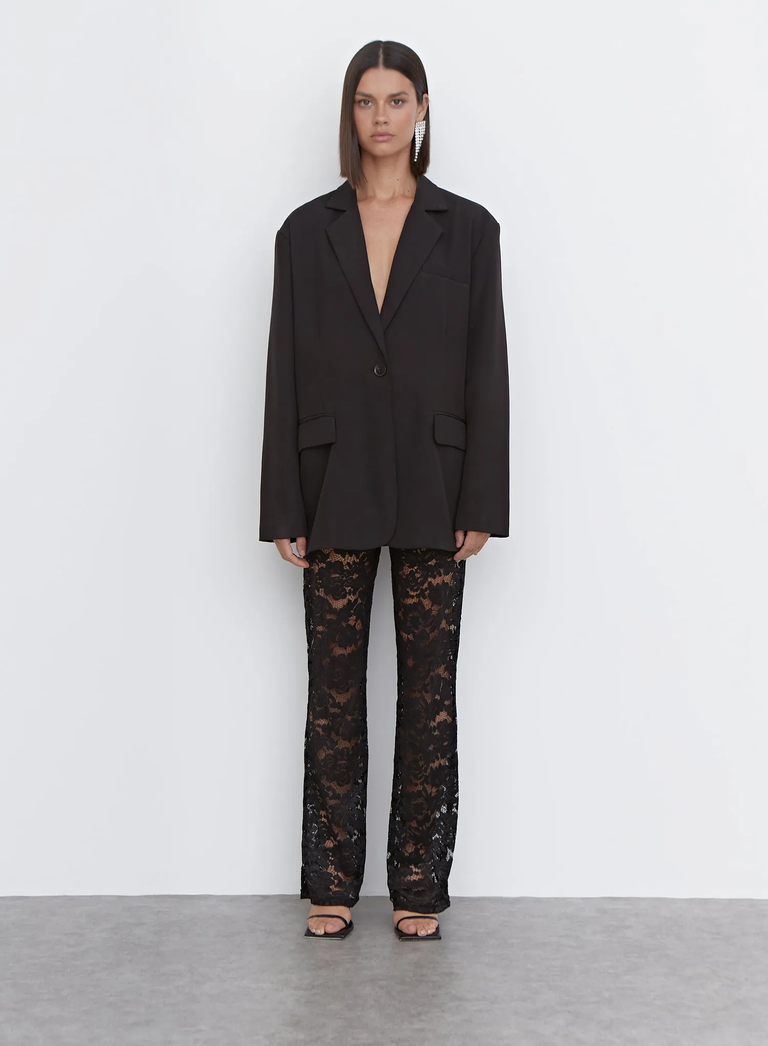 Black Lace High Waisted Trouser - Emery sold by 4th and Reckless product image thumbnail 4