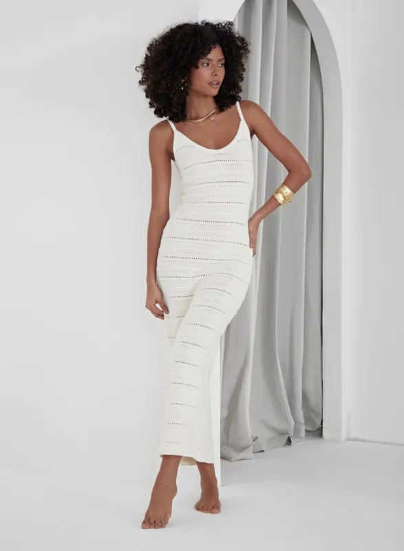Cream Knit Cami Maxi Dress- Lucca sold by 4th and Reckless