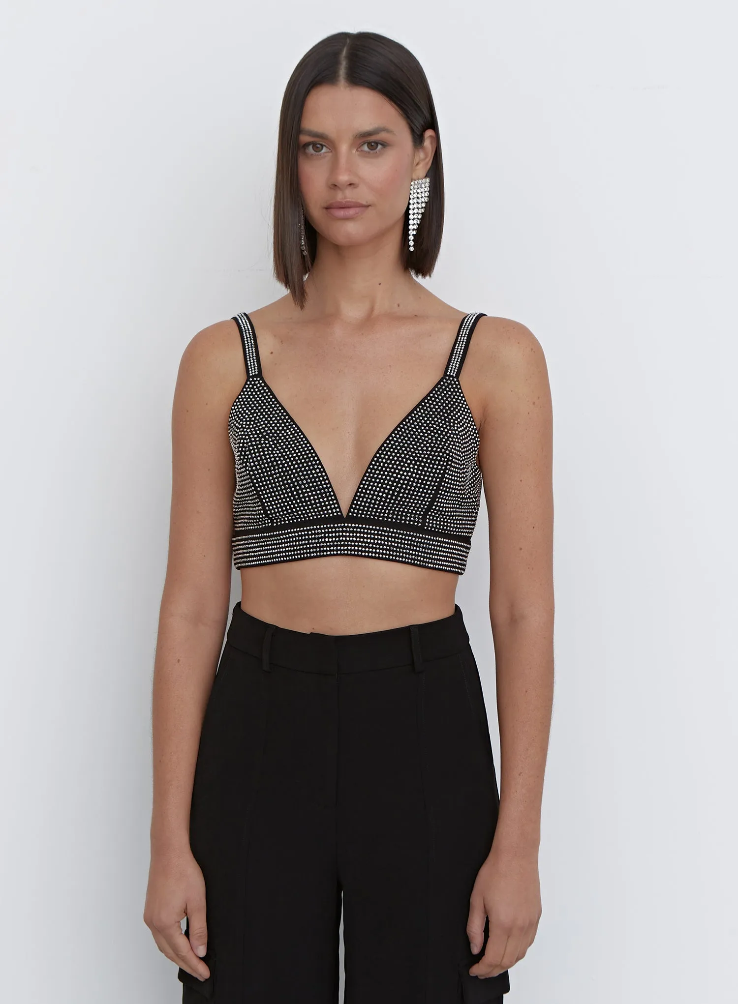 Black Diamante Bralet Top - Dasha sold by 4th and Reckless product image thumbnail 2