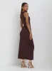 Brown Slinky Side Split Maxi Dress- Lorena sold by 4th and Reckless