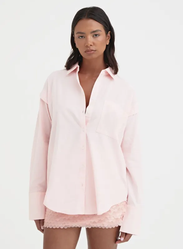 Light Pink Button Detail Shirt - Klarissa sold by 4th and Reckless