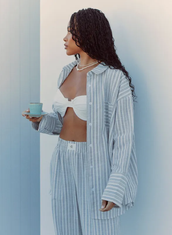 Grey And White Relaxed Stripe Shirt – Millie sold by 4th and Reckless