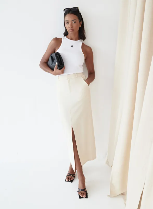 Cream Split Front Midaxi Skirt - Nimah sold by 4th and Reckless