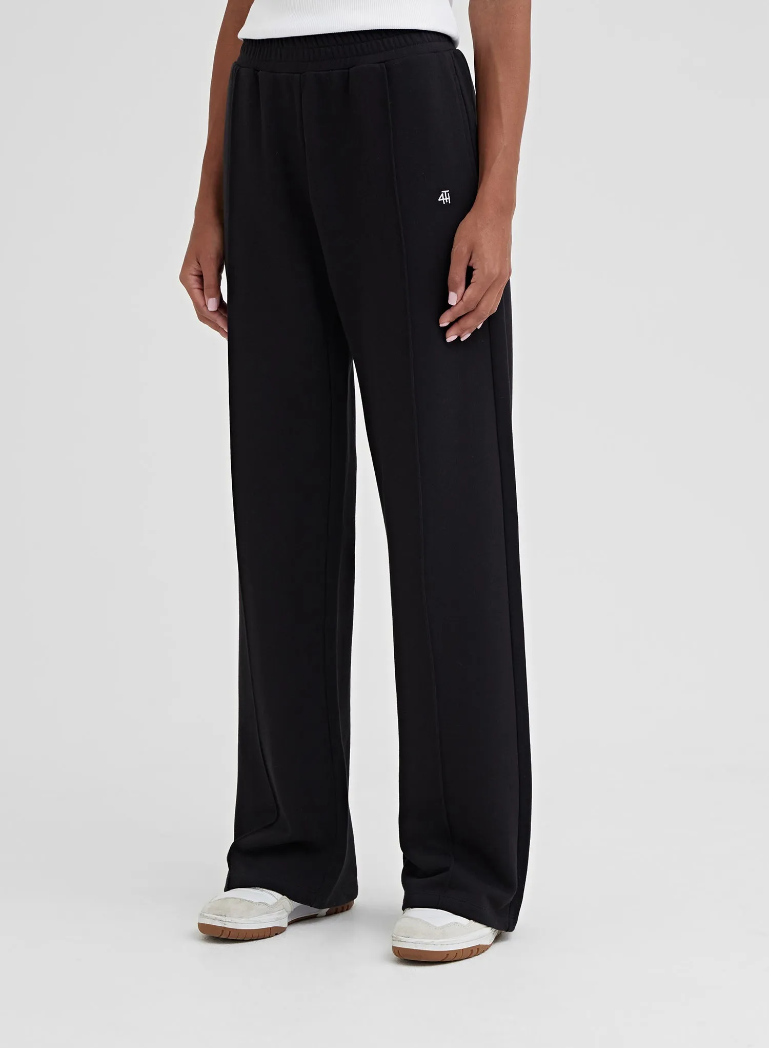 Black 4th Wide Leg Branded Joggers sold by 4th and Reckless