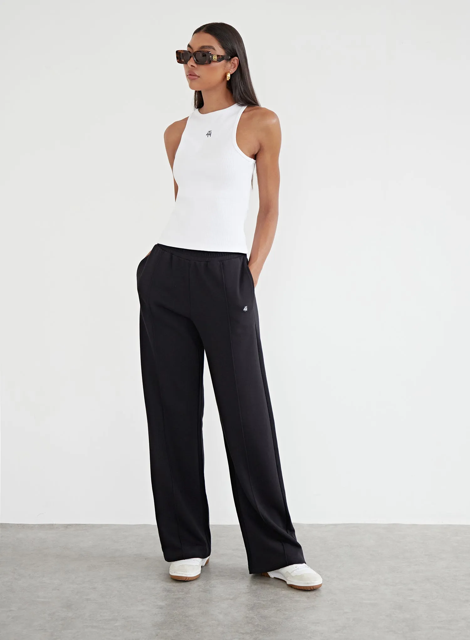 Black 4th Wide Leg Branded Joggers sold by 4th and Reckless product image thumbnail 2