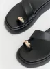 Black PU Flatform Sandal- Rowan sold by 4th and Reckless