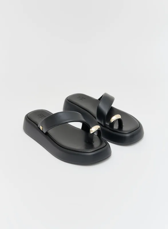 Black PU Flatform Sandal- Rowan sold by 4th and Reckless