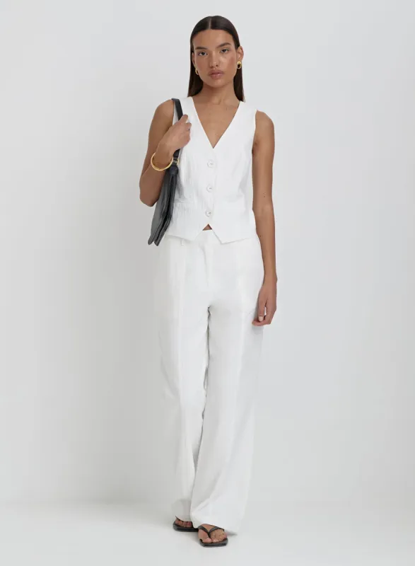 White Linen Tailored Trousers- Tilde sold by 4th and Reckless