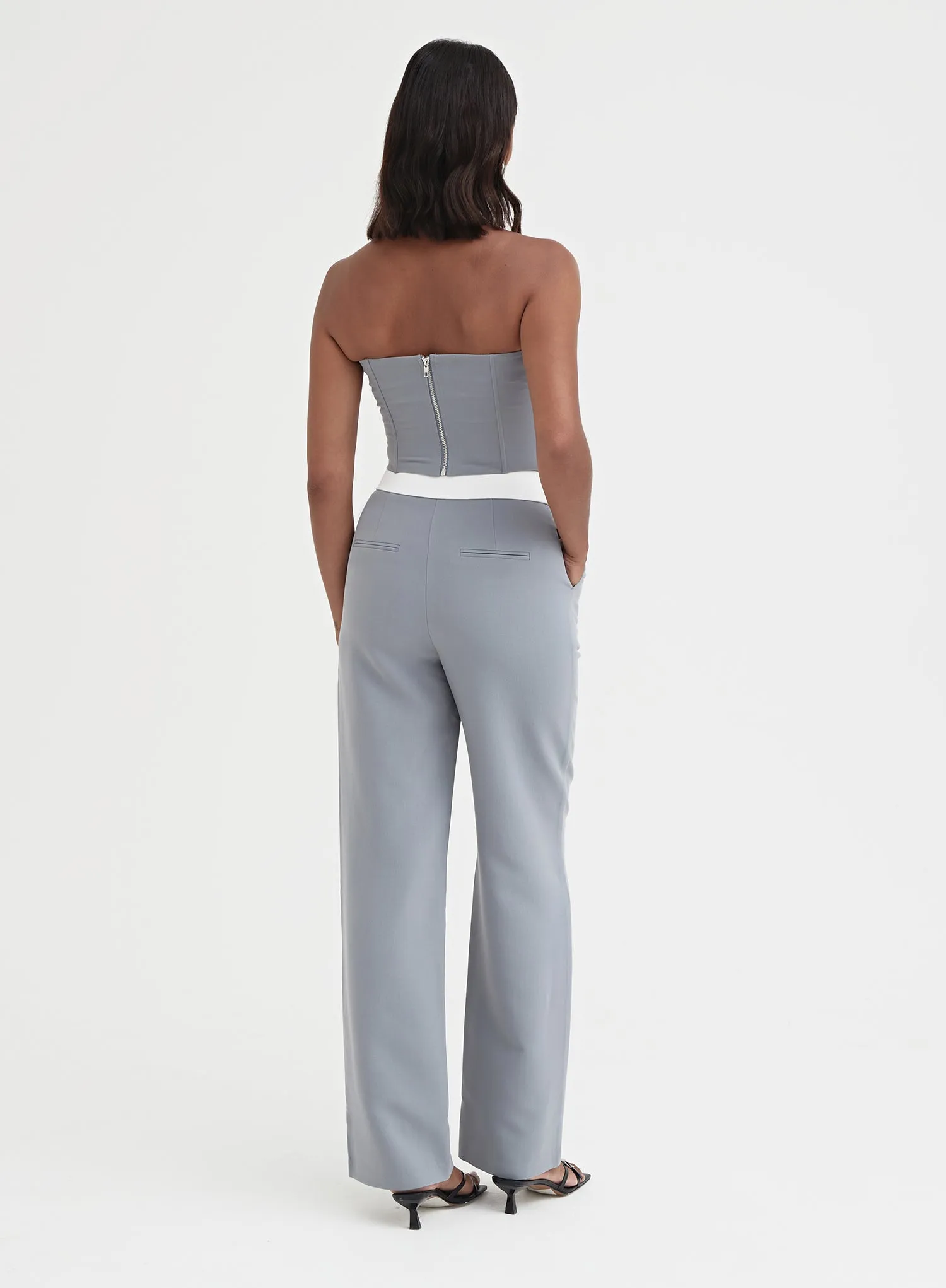 Slate Blue Bandeau Tailored Corset Top - Haley sold by 4th and Reckless product image thumbnail 4