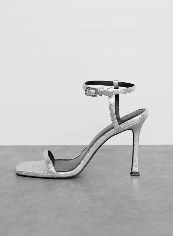 Silver Metallic Basic High Heeled Sandal - Jasmine sold by 4th and Reckless