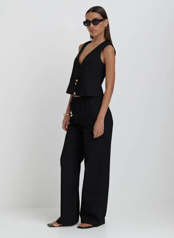 Black Elasticated Wide Leg Trouser- Zella sold by 4th and Reckless
