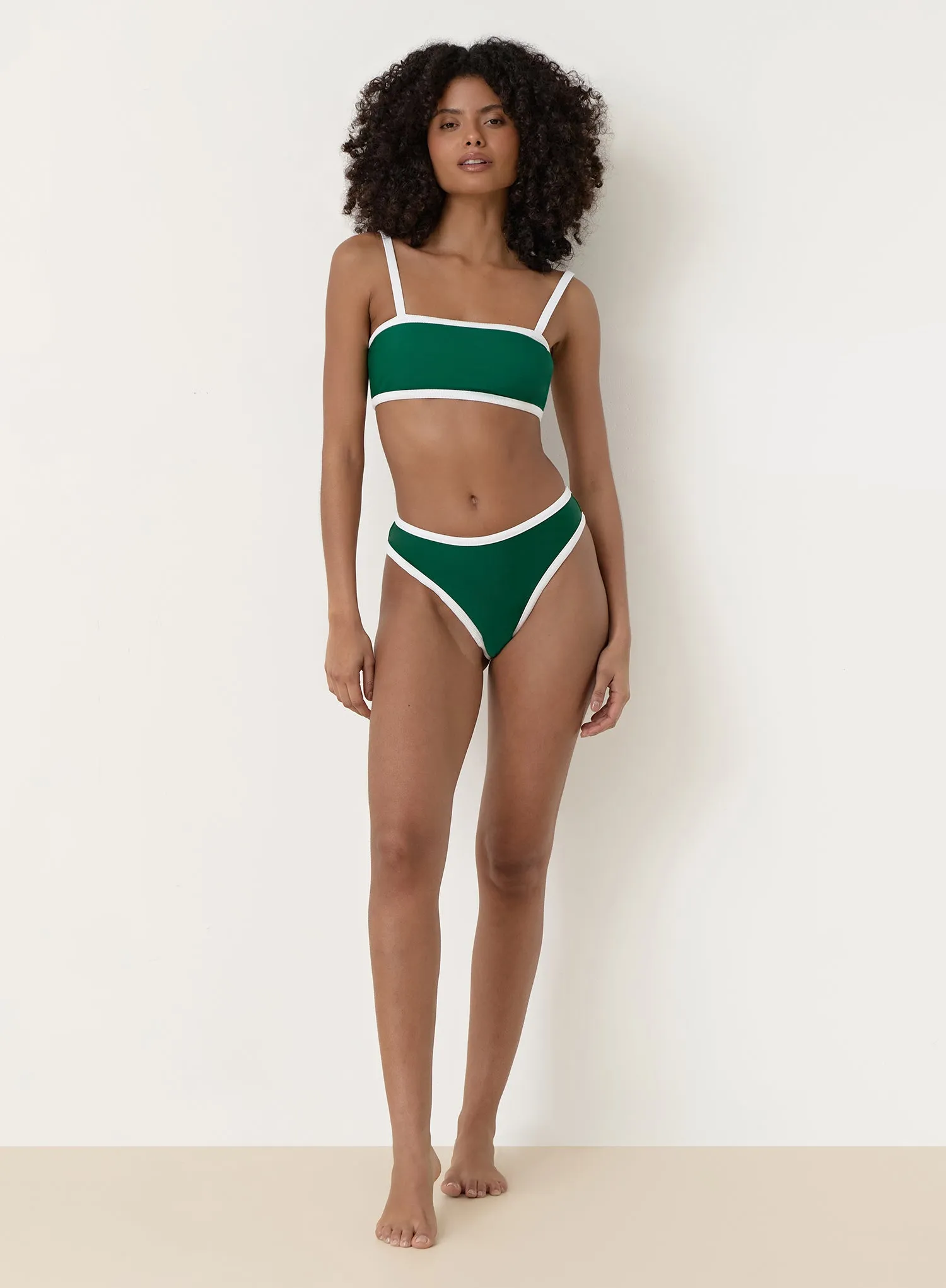 Green Contrast Trim High Leg Bikini Bottom- Cabo sold by 4th and Reckless product image thumbnail 2