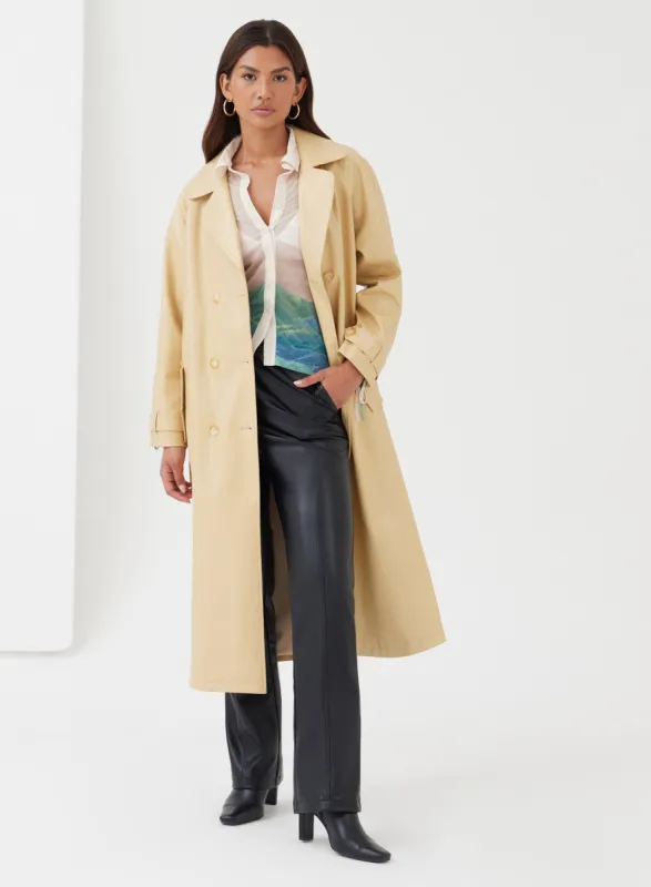 Butter Longline Belted Faux Leather Coat - Luna sold by 4th and Reckless