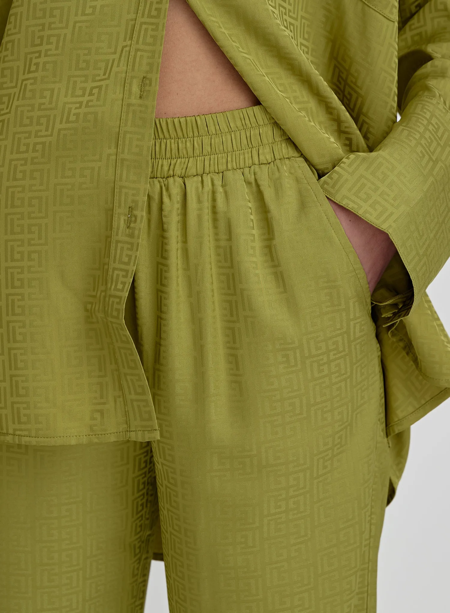 Green Jacquard Satin Print Trouser- Mimi sold by 4th and Reckless product image thumbnail 4