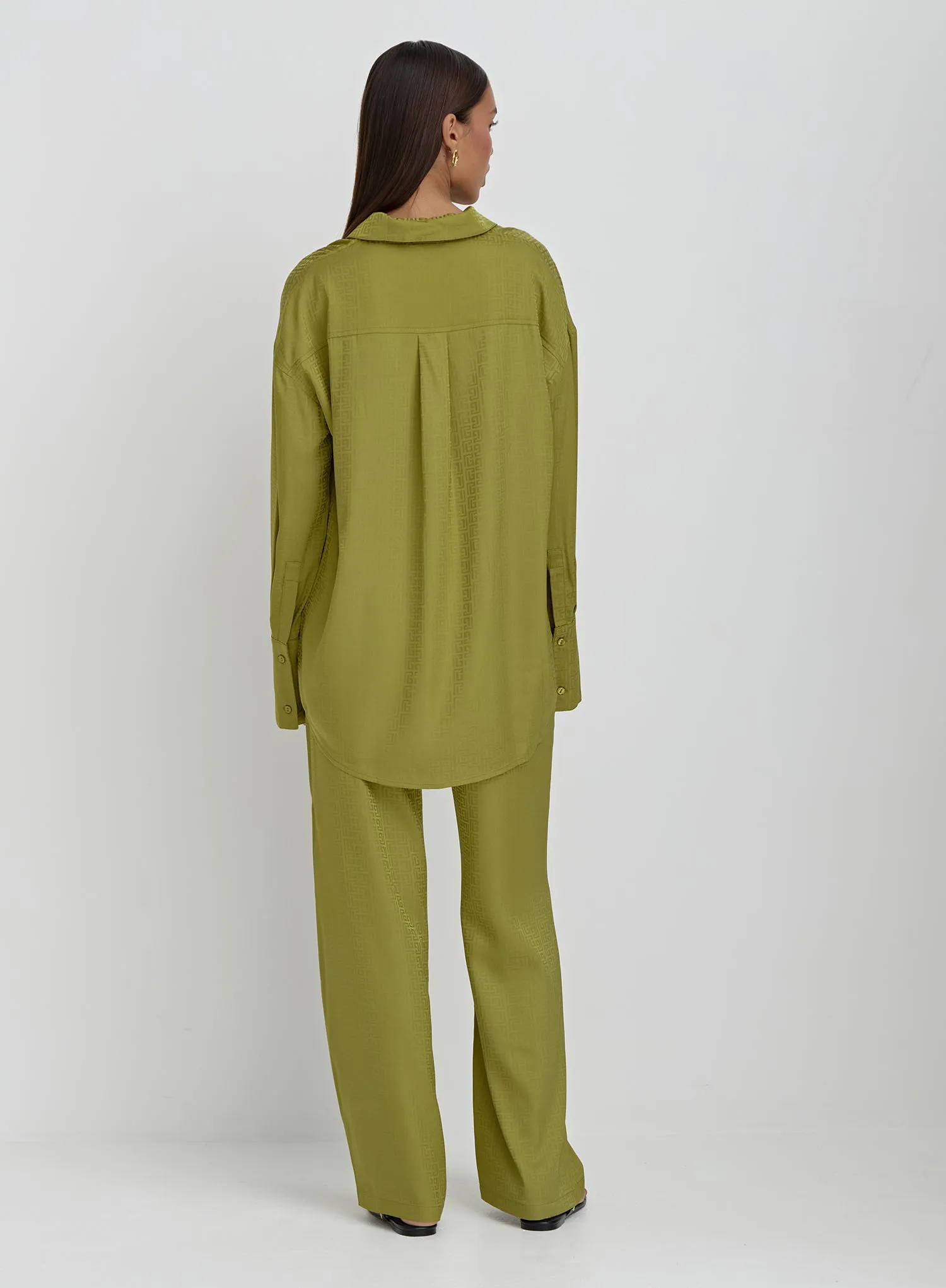 Green Jacquard Satin Print Trouser- Mimi sold by 4th and Reckless product image thumbnail 5