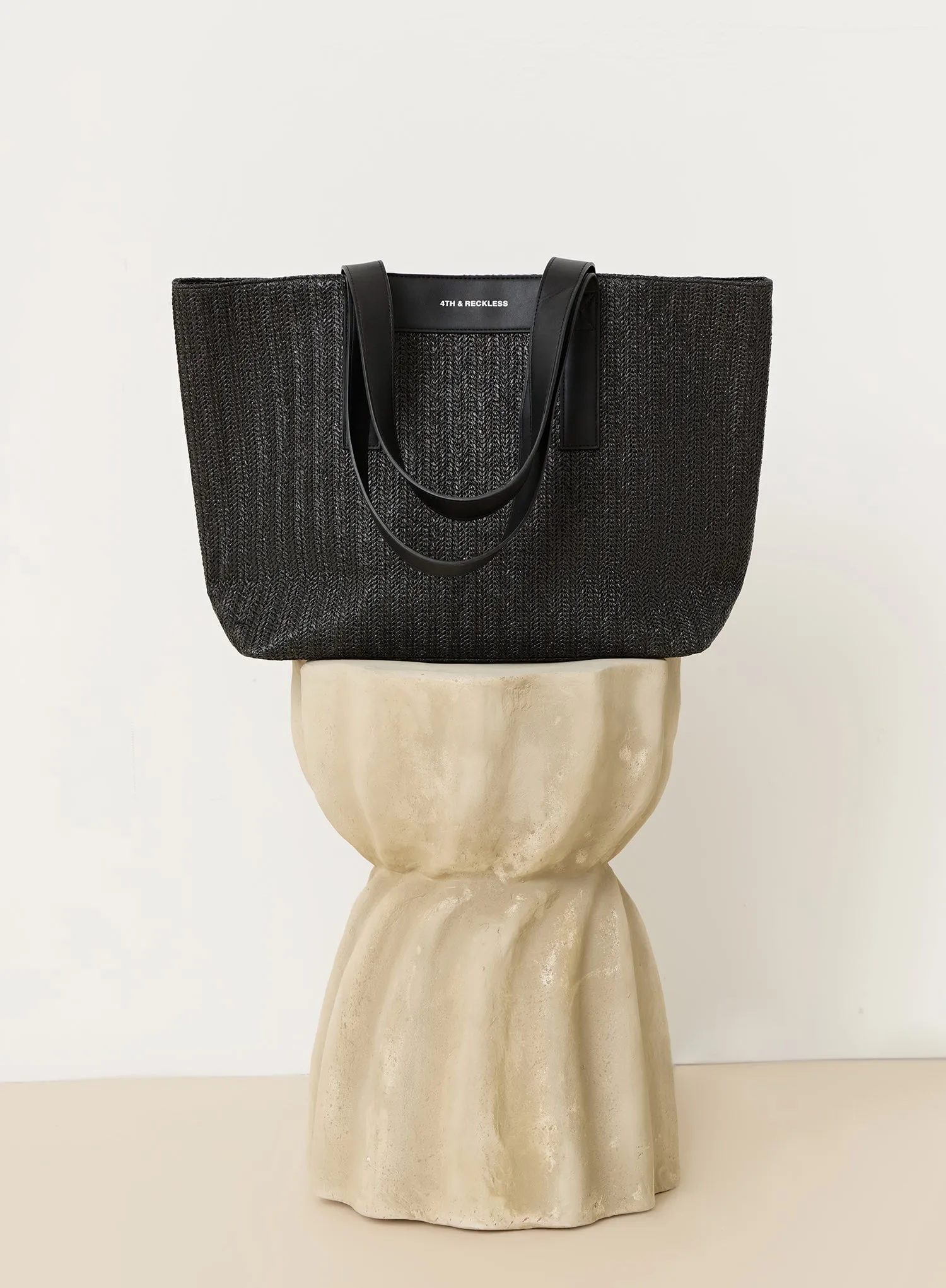 Black Straw Beach Tote Bag- Aruba | Parallel