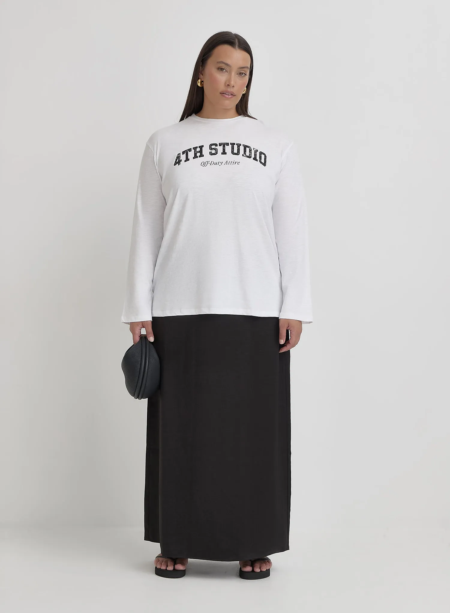 White Plus Size Long Sleeve 4th Studio Slogan Top- Tanna sold by 4th and Reckless product image thumbnail 2