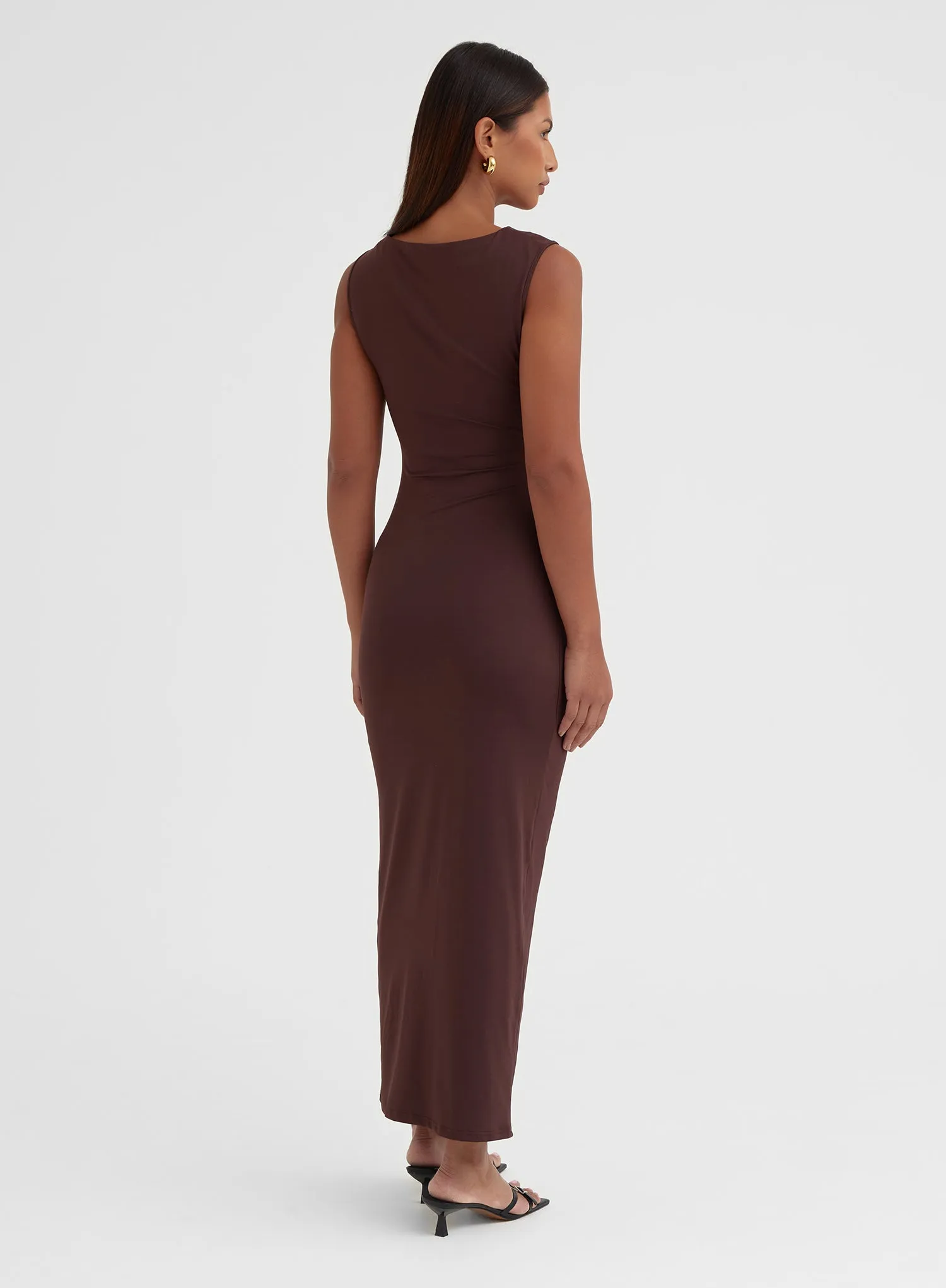Chocolate Ruched Jersey Midaxi Dress - Tamilda sold by 4th and Reckless product image thumbnail 5