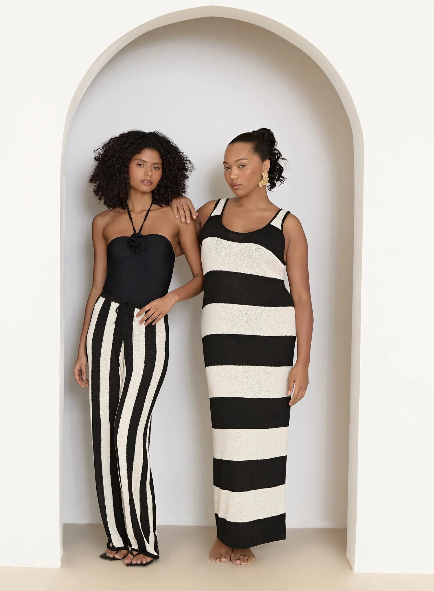Black And White Striped Knit Maxi Dress sold by 4th and Reckless product image thumbnail 2