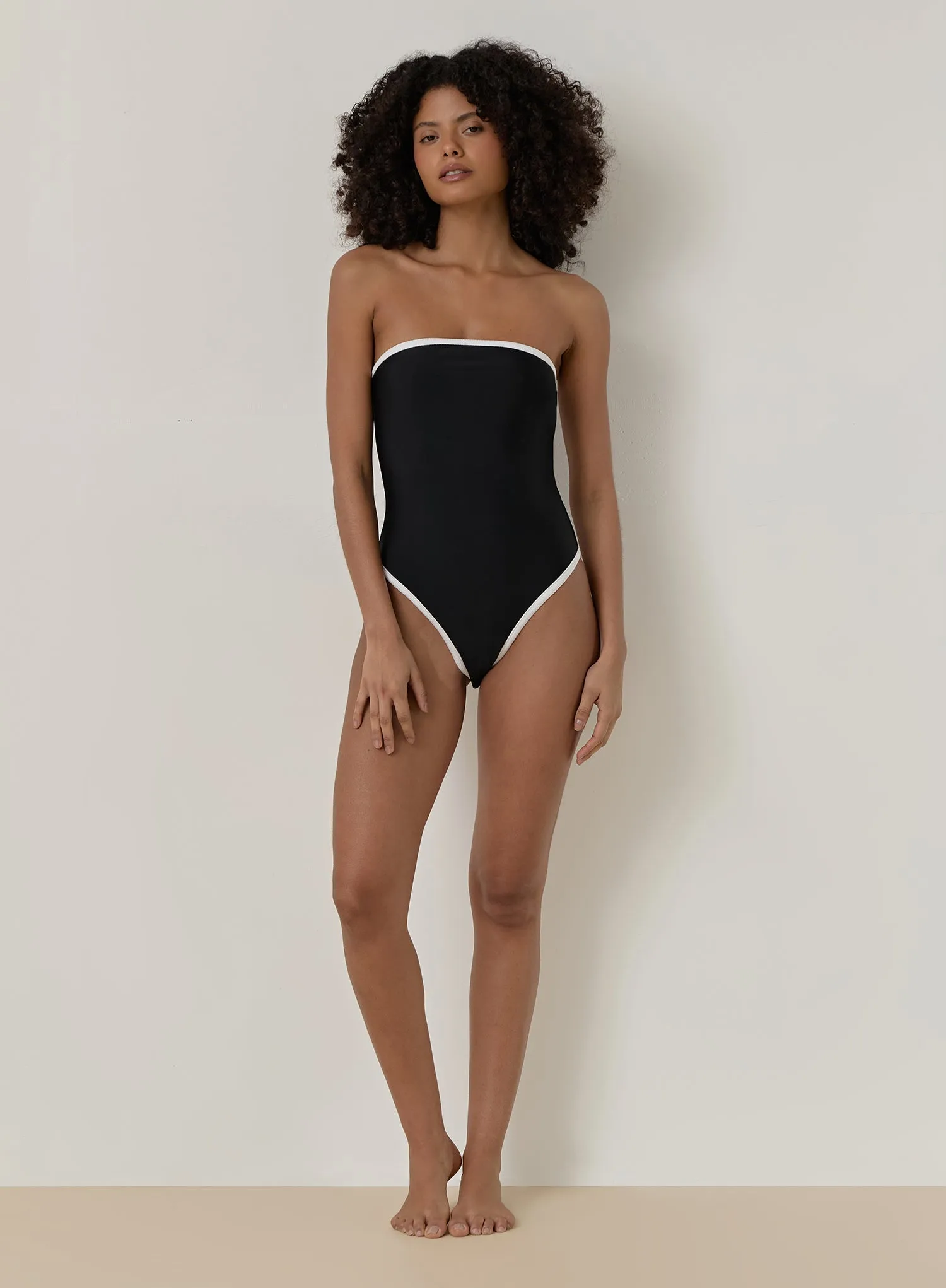 Black Contrast Trim Bandeau Swimsuit- Gili sold by 4th and Reckless product image thumbnail 3