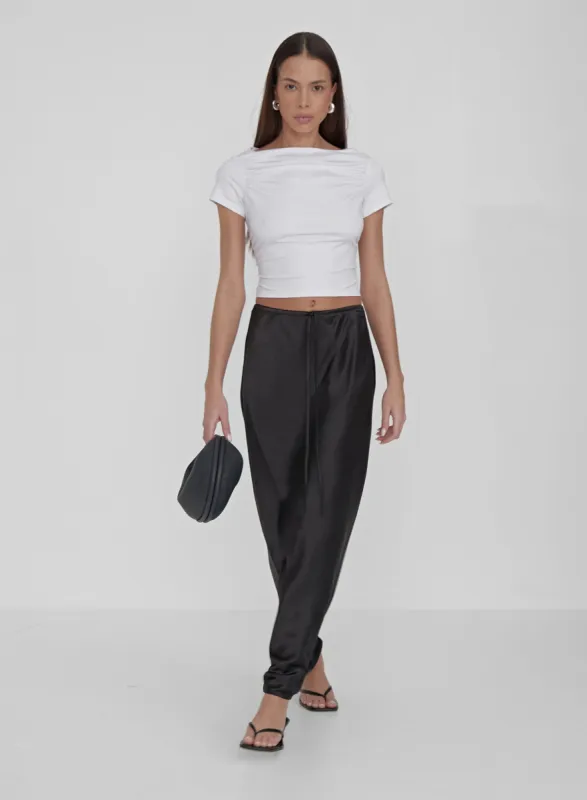 Black Satin Midaxi Skirt- Yimena sold by 4th and Reckless