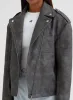 Grey Washed Faux Leather Biker Jacket – Moto sold by 4th and Reckless