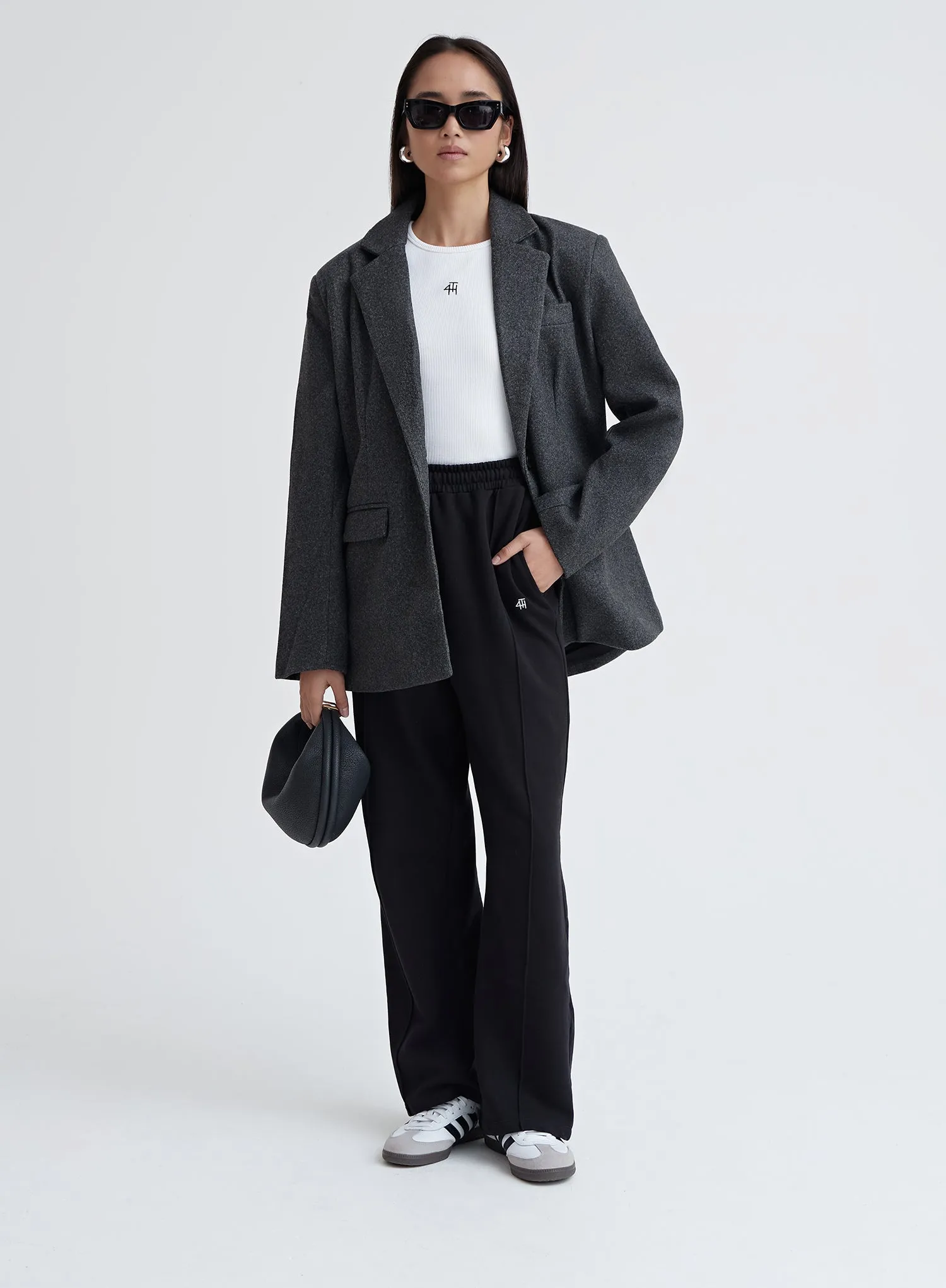 Dark Grey Textured Wool Blazer - Ellea sold by 4th and Reckless product image thumbnail 2