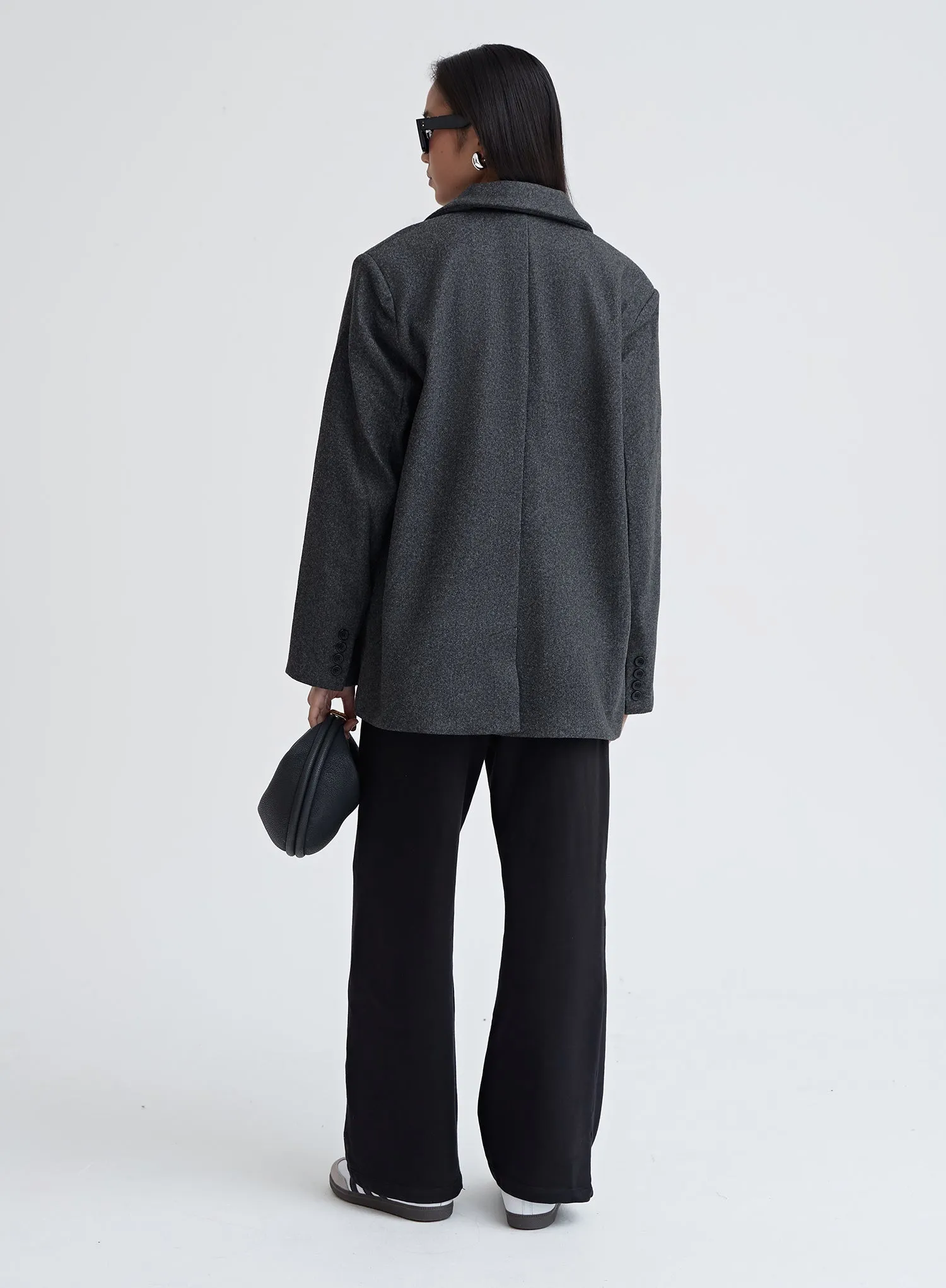 Dark Grey Textured Wool Blazer - Ellea sold by 4th and Reckless product image thumbnail 3