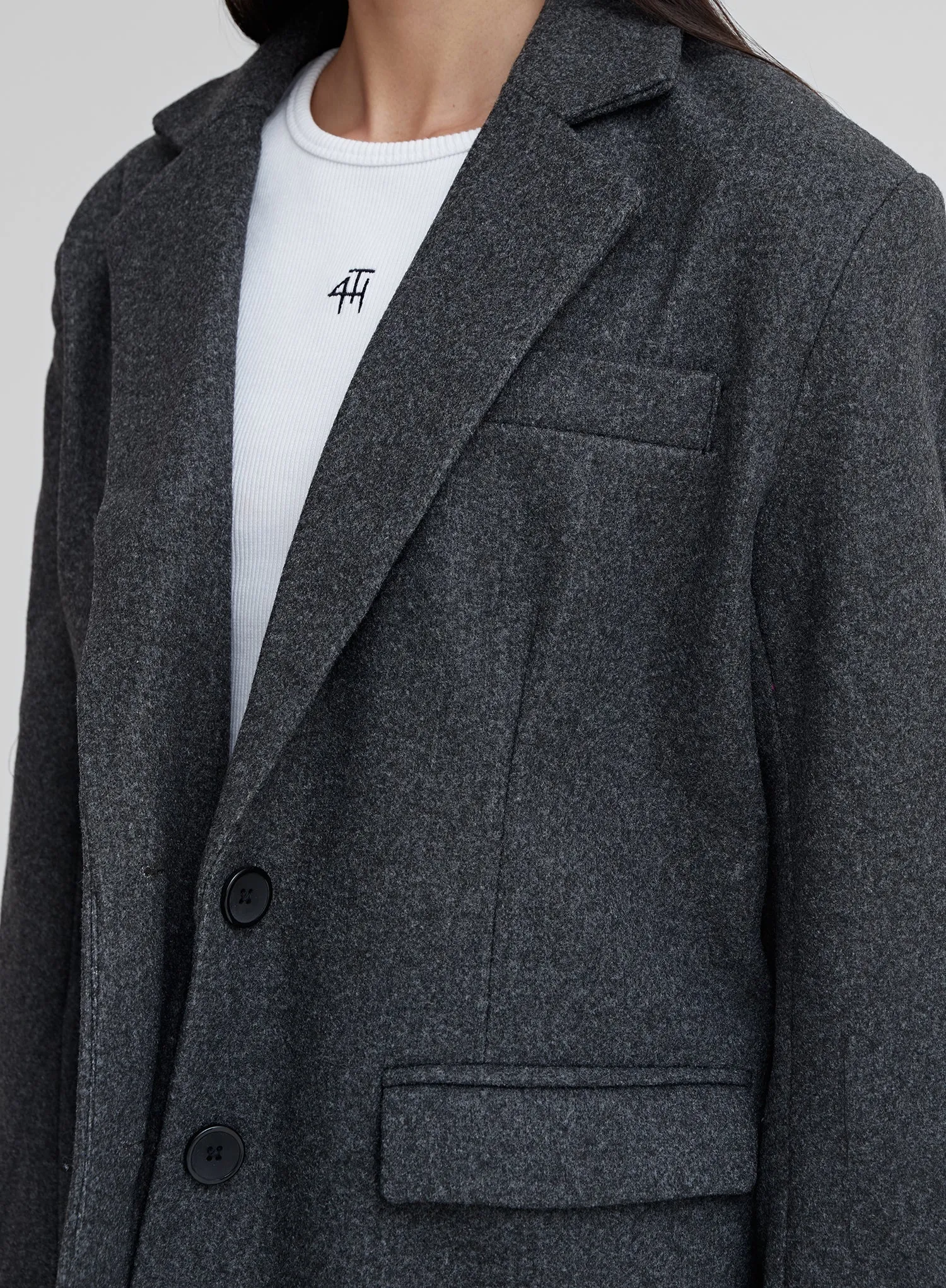 Dark Grey Textured Wool Blazer - Ellea sold by 4th and Reckless product image thumbnail 4