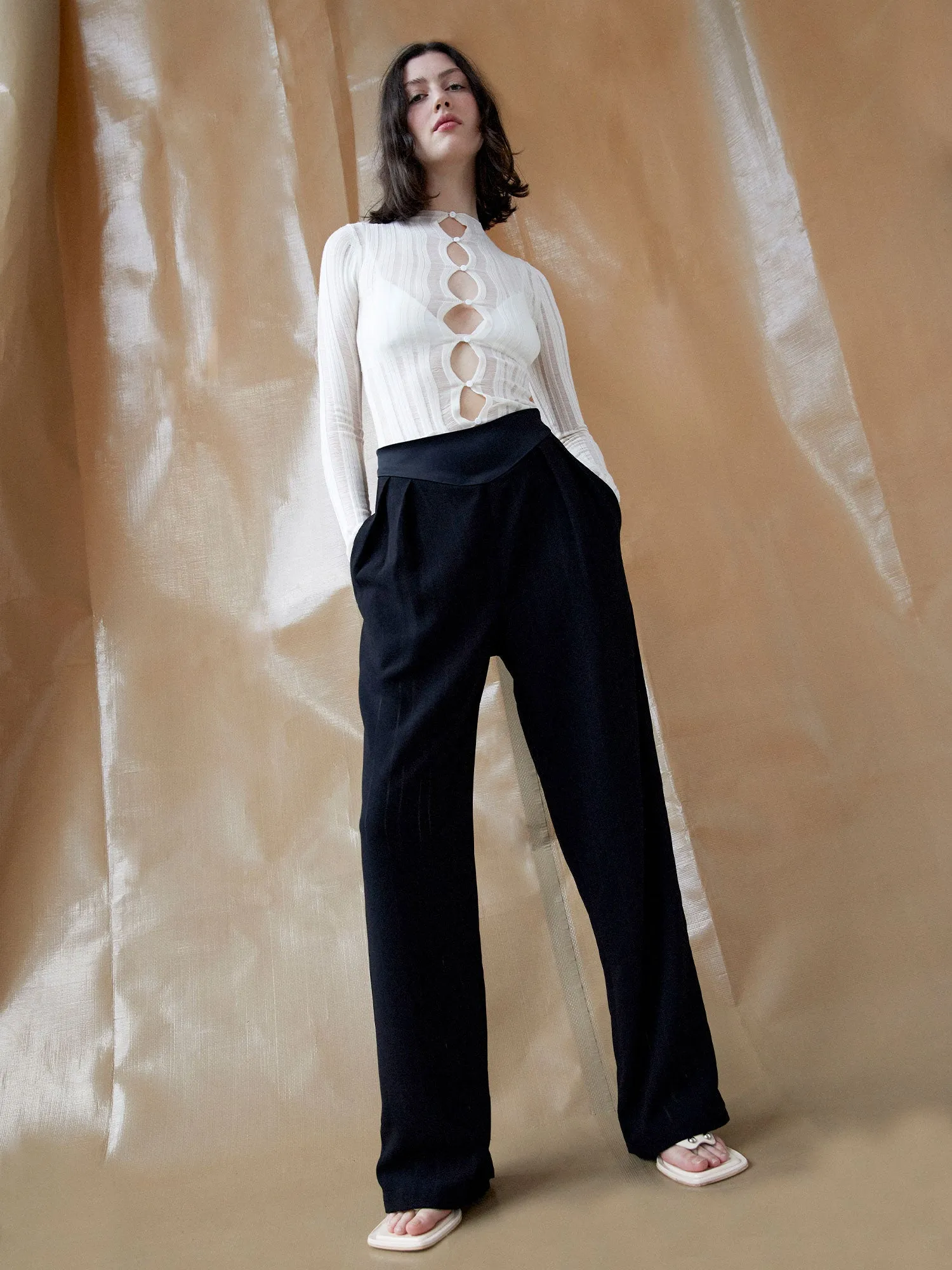 08 Declan Top | Cream sold by Paris Georgia product image thumbnail 3
