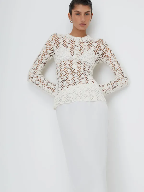 09 Crochet Top | White sold by Paris Georgia