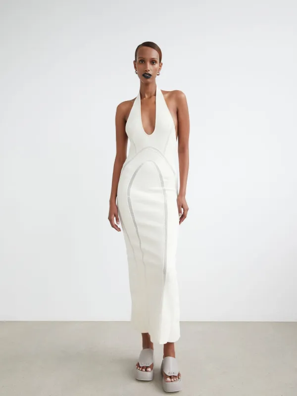 08 India Halter Dress | Cream made by Paris Georgia