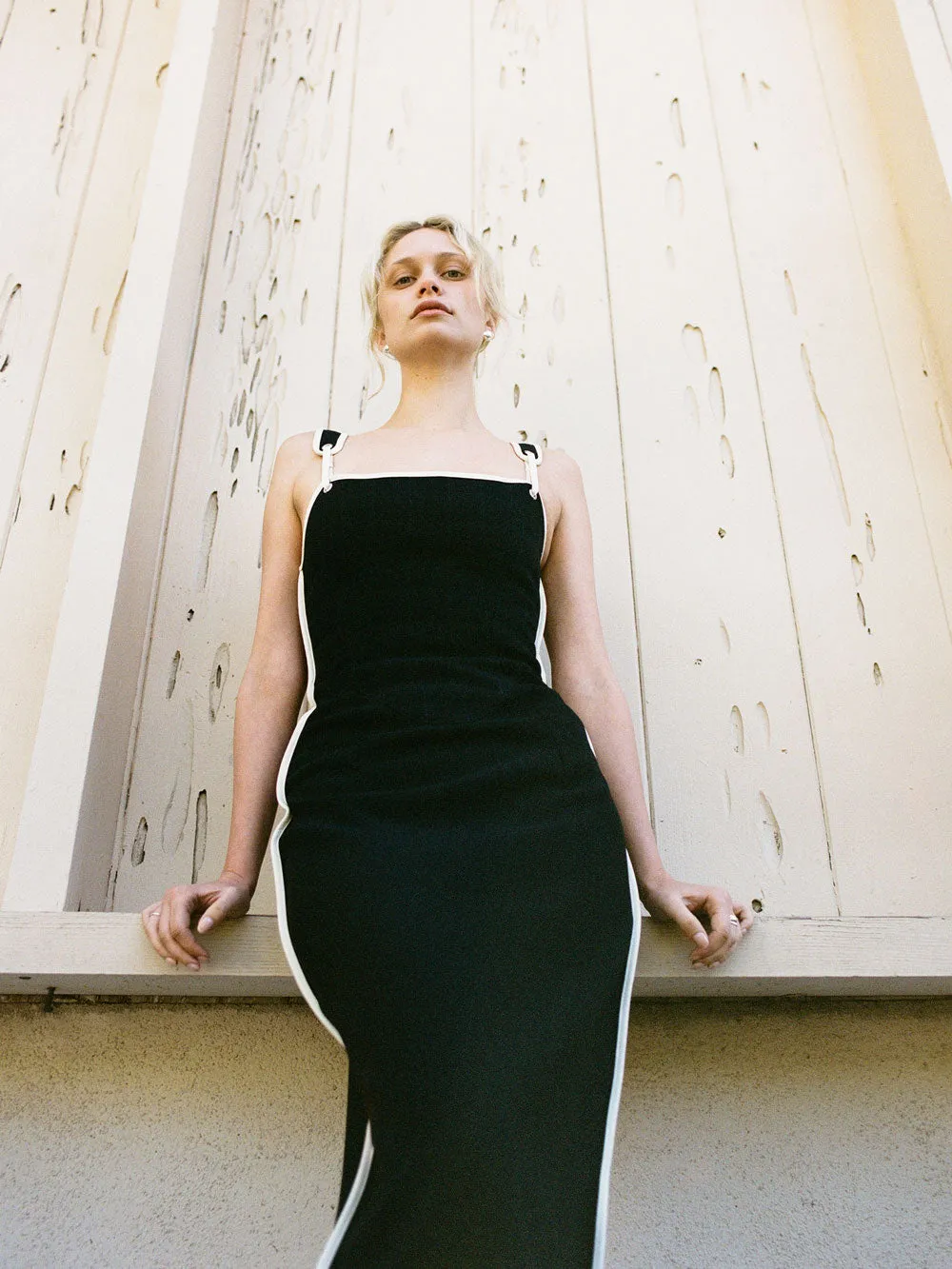 Sculpted Lottie Dress | Black with Cream sold by Paris Georgia product image thumbnail 5