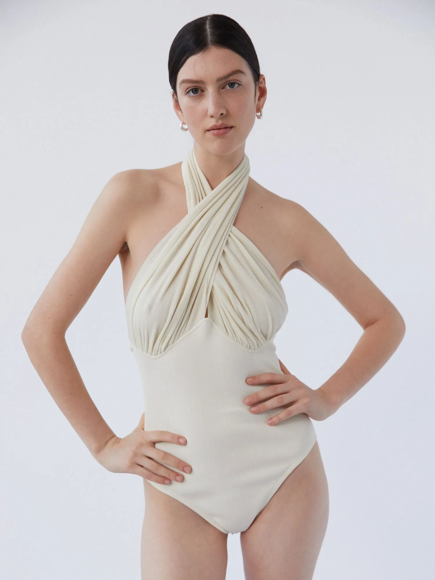 Draped Bodysuit | Cream sold by Paris Georgia product image thumbnail 2