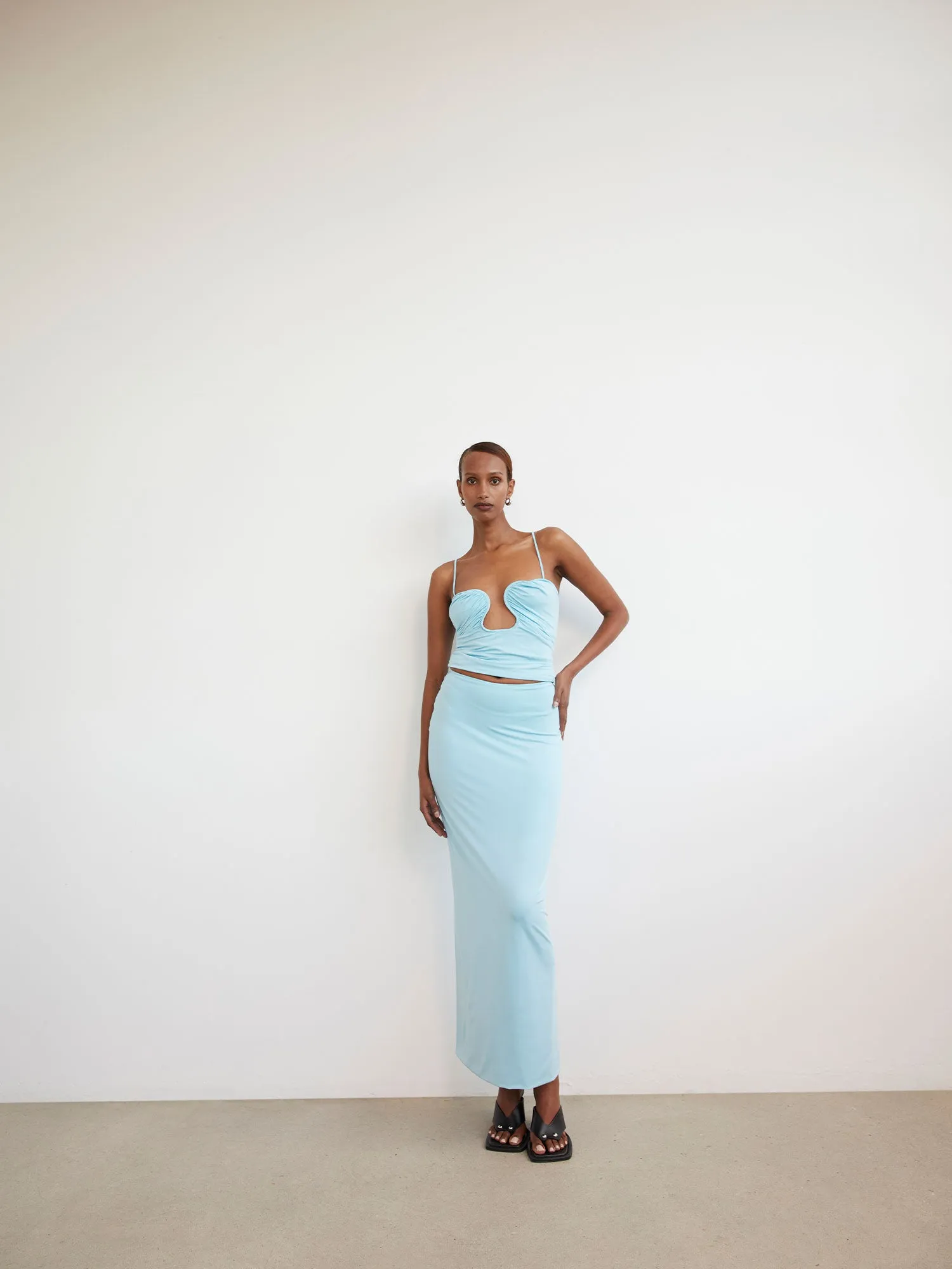 08 Straight Line Skirt | Iris Blue sold by Paris Georgia product image thumbnail 4