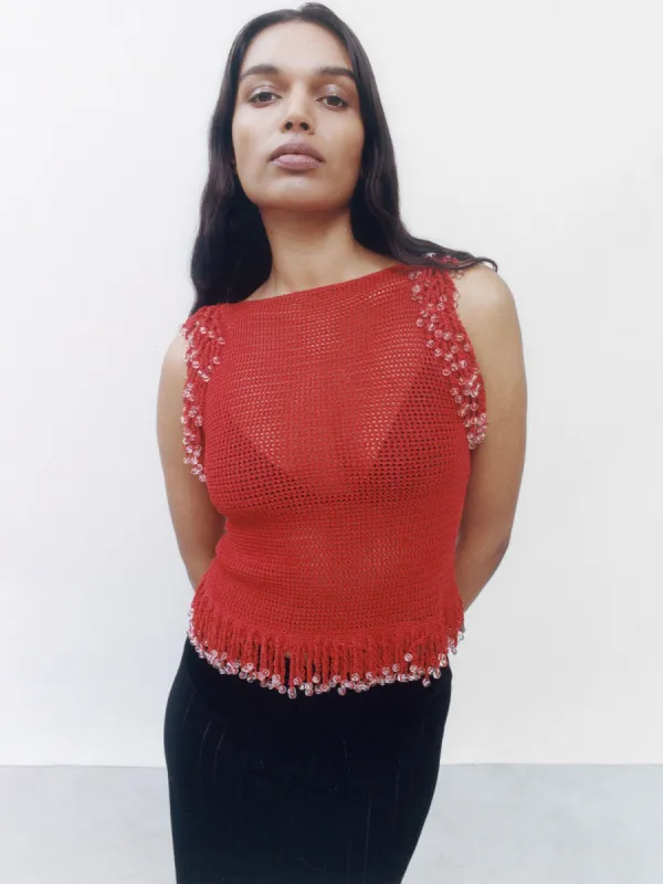 08 Fringe Top | Red sold by Paris Georgia