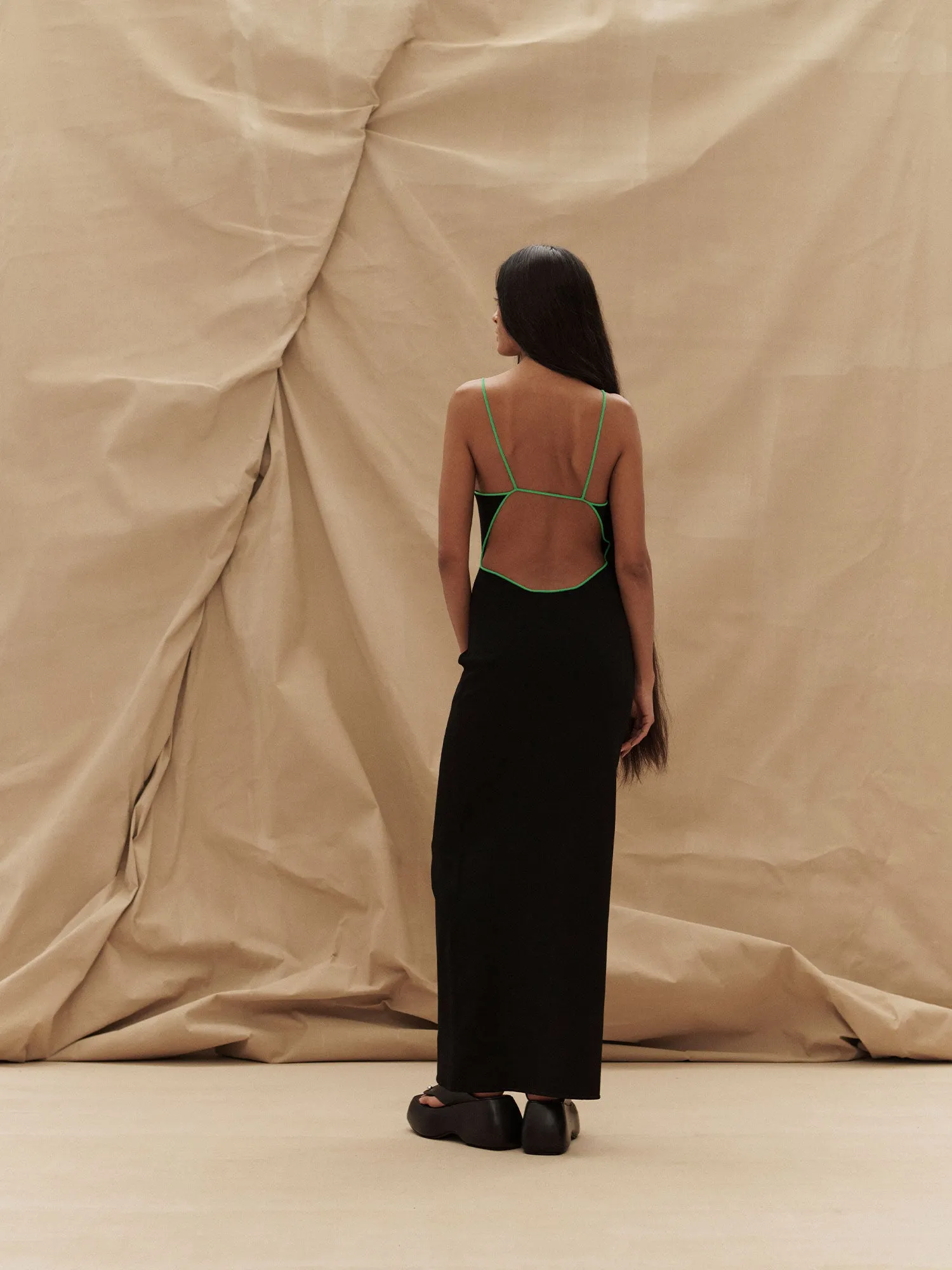 07 VITA DRESS | BLACK WITH BASIL sold by Paris Georgia product image thumbnail 5