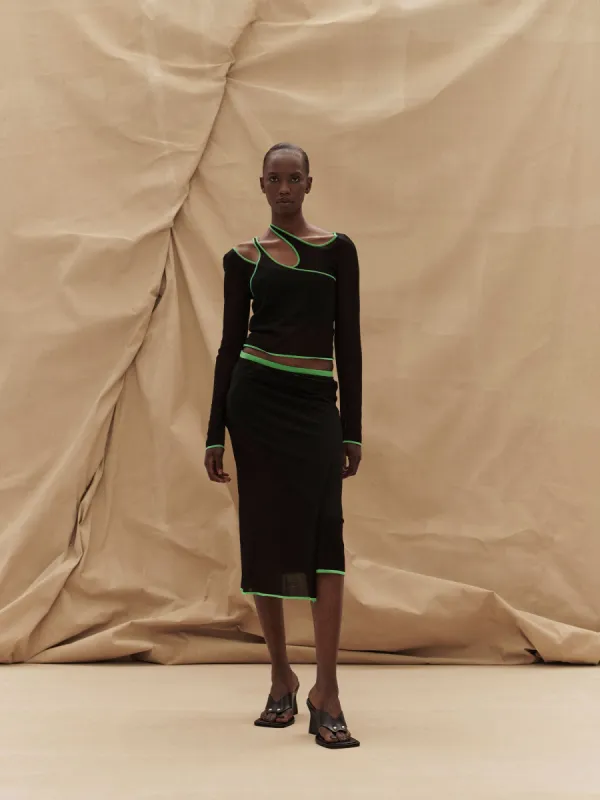 07 VINCE SKIRT | BLACK WITH BASIL made by Paris Georgia