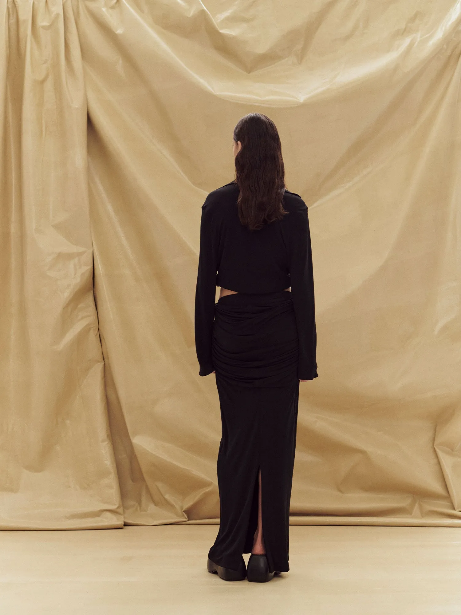 07 RAFFY DRAPED SKIRT | BLACK sold by Paris Georgia product image thumbnail 4