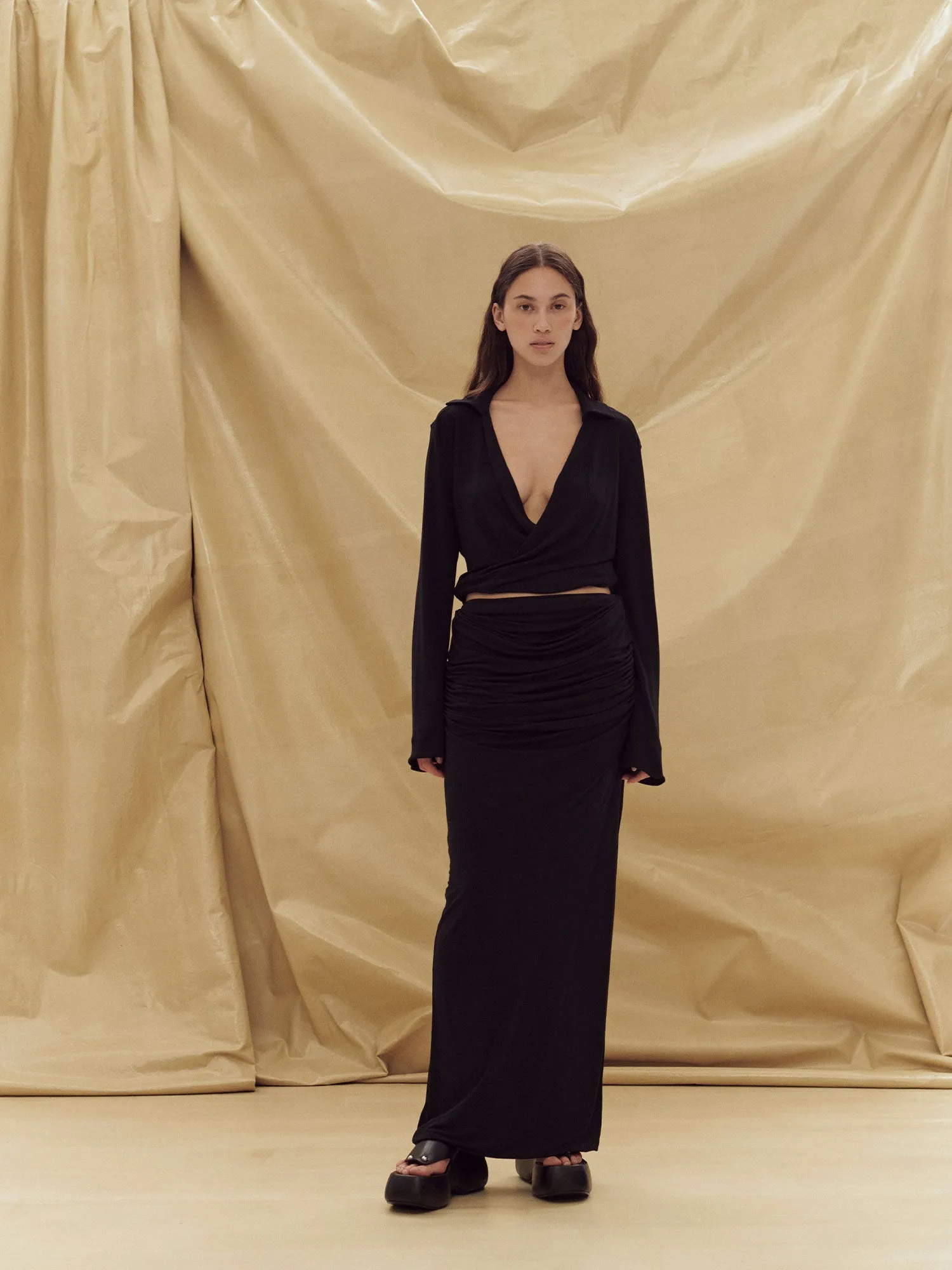 07 RAFFY DRAPED SKIRT | BLACK sold by Paris Georgia product image thumbnail 3